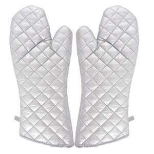 Household Bakery Heat Resistance Microwave Baking Oven Gloves Pair Silver Tone
